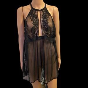 Adore Me HotSexy Black MeshLace Lingerie Babydoll Romantic MiniDress Intimate 2X